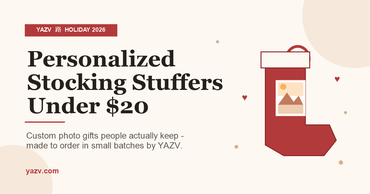 Personalized stocking stuffers under $20 - custom photo gifts and name labels by YAZV
