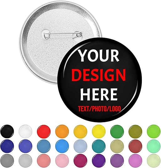 Custom Pins Design Your Own Text Name Photo Logo Personalized Black Pinback Buttons Custom Gifts