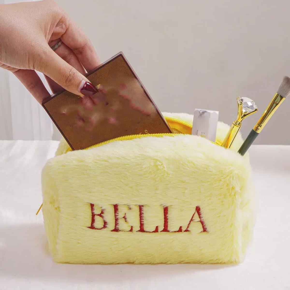 Customized Winter Plush Makeup Bag - Image 4
