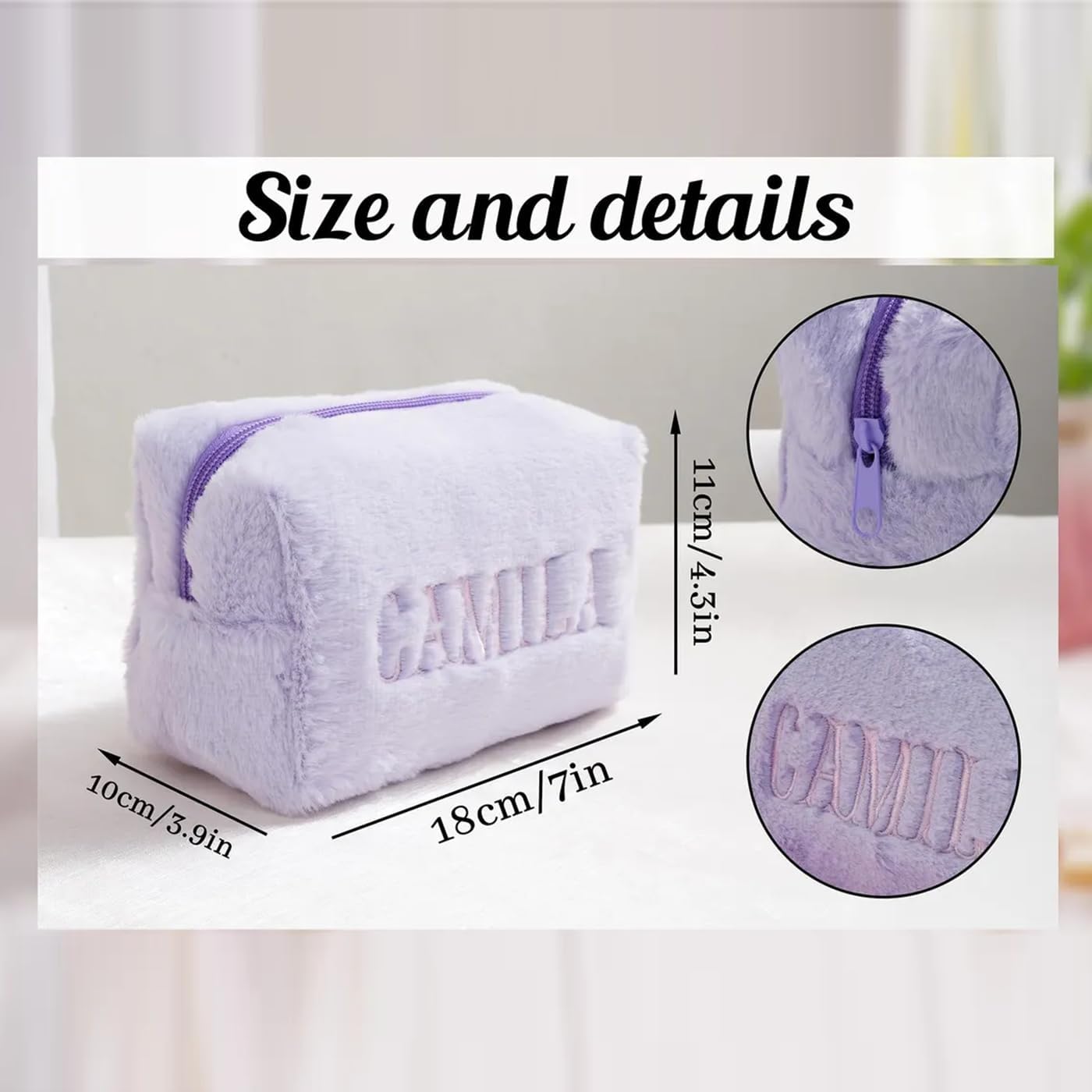 Customized Winter Plush Makeup Bag - Image 3