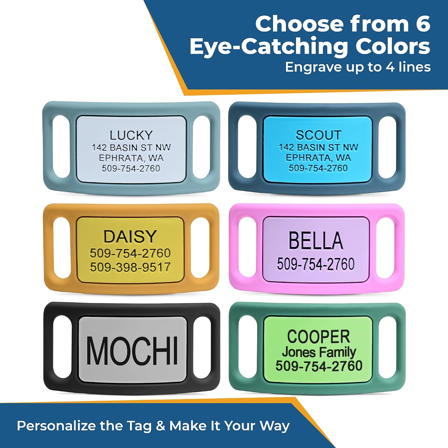 Personalized Engraved Silicone and Cat Name Pet ID Tags - Image 4