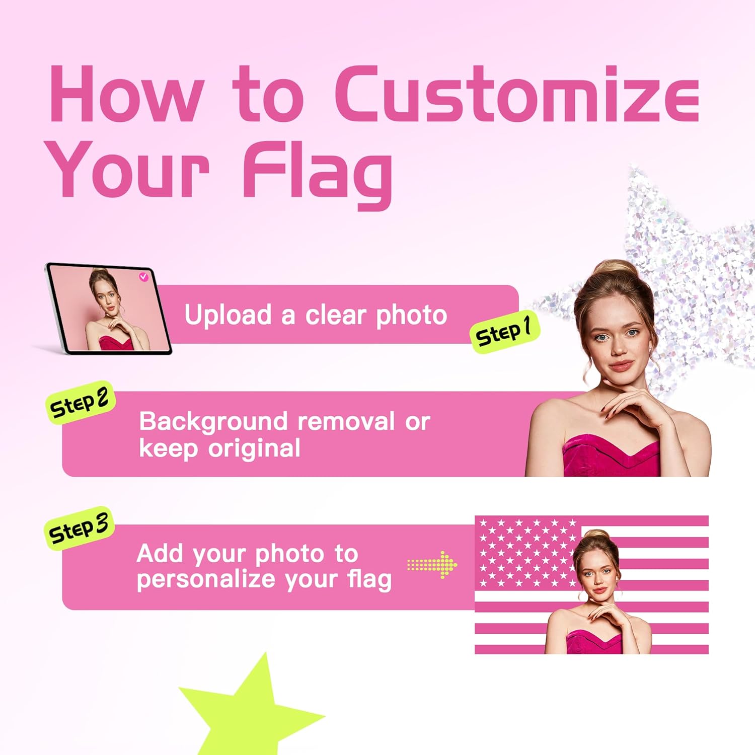 Custom American Tapestry Flag with Picture - Image 2