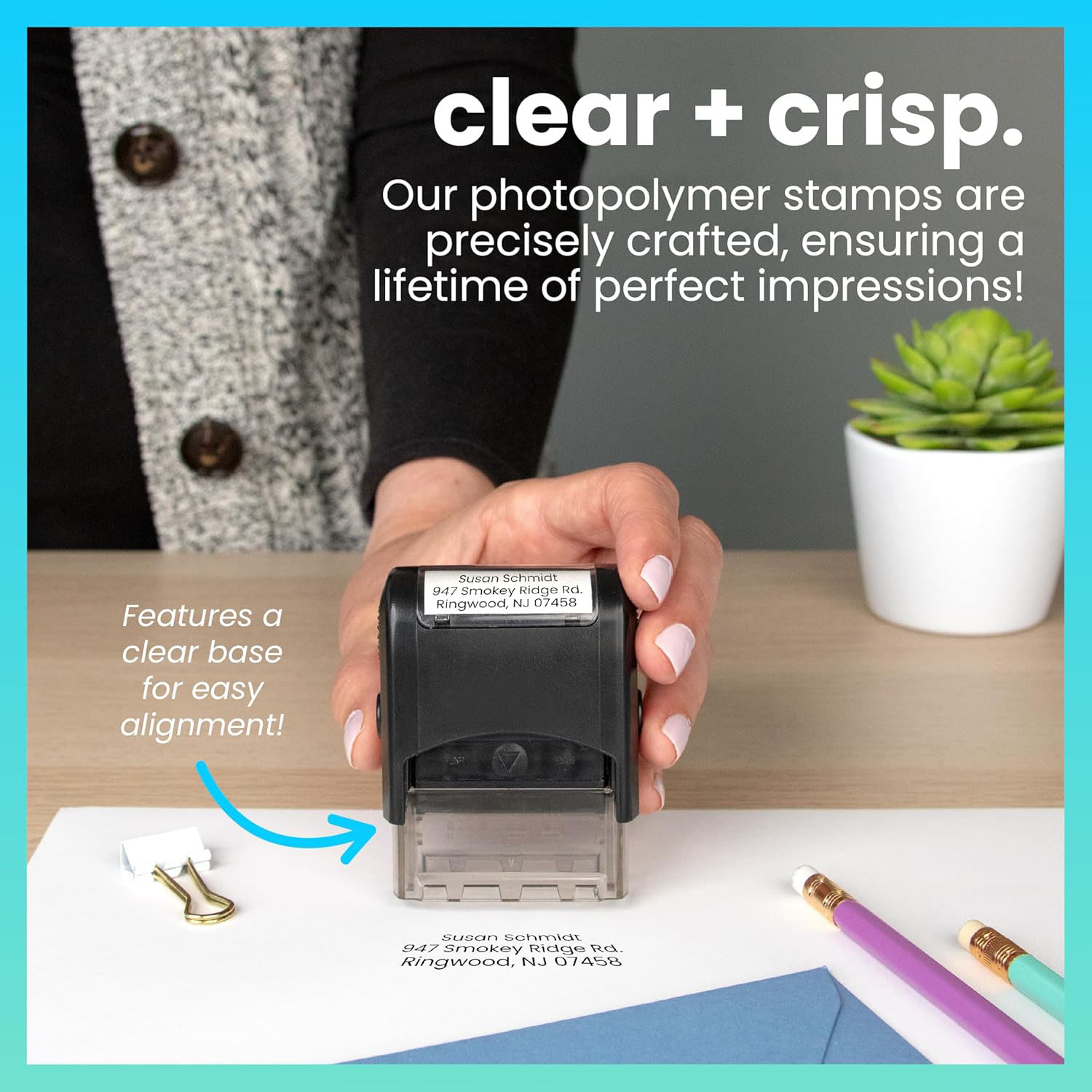 Custom Stamp – Clear & Crisp Impressions – Personalized Self-Inking Rubber Stamp – Use for Address Stamp and More - Image 7