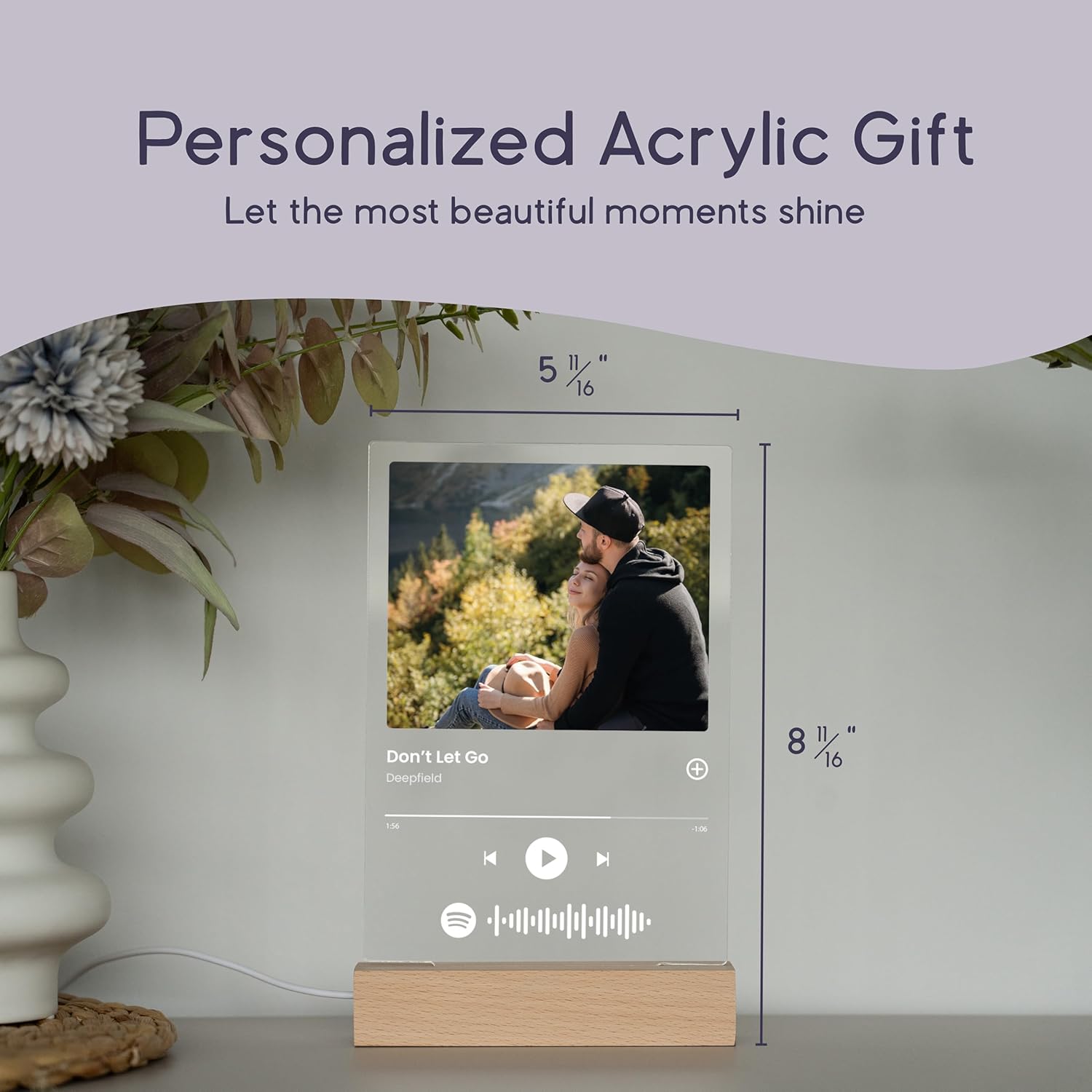 Custom Music Plaque - Personalized Acrylic Song Plaque/Glass Album Cover/Present for Girlfriend - Customized Music Sign - Long Distance Gifts - Couple Present for Her/Him/Boyfriend - Image 3