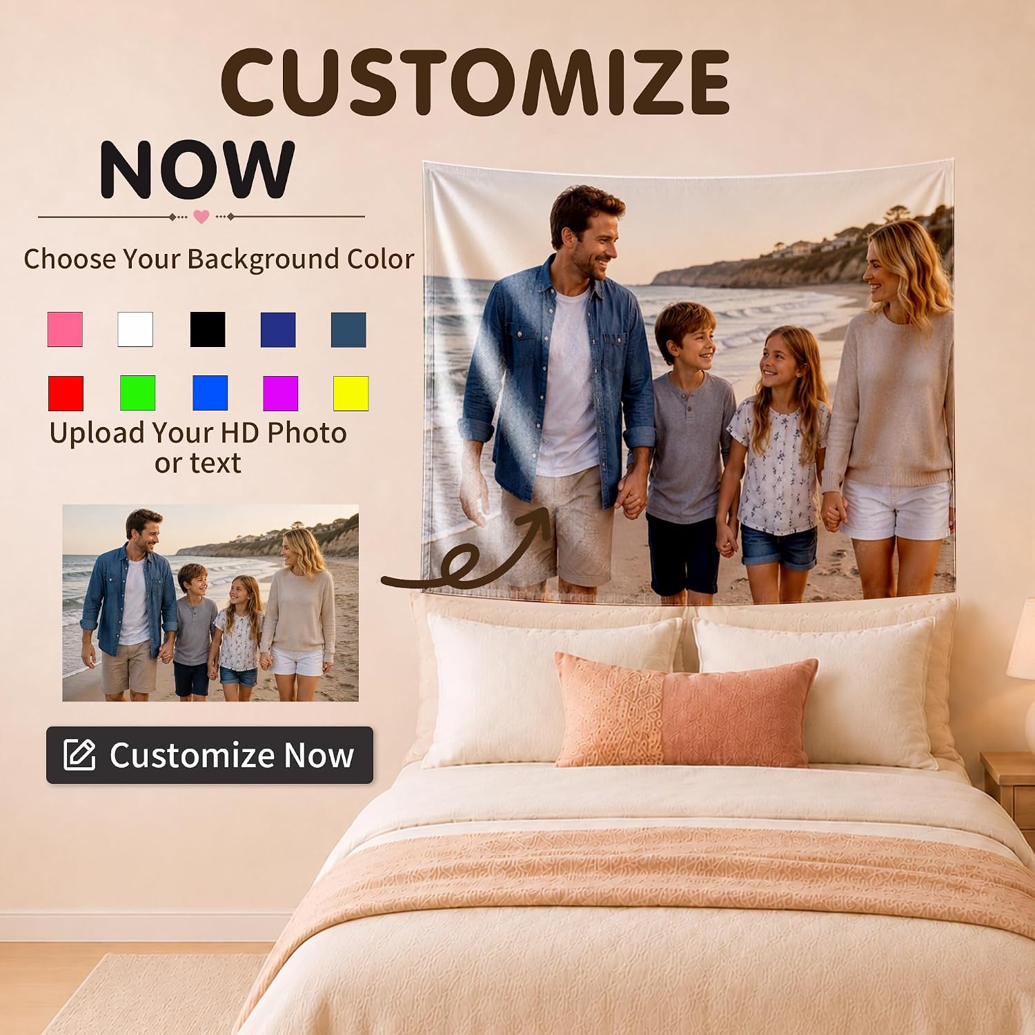 Custom Tapestry Design Photo/Text/Logo Wall Hanging - Image 4