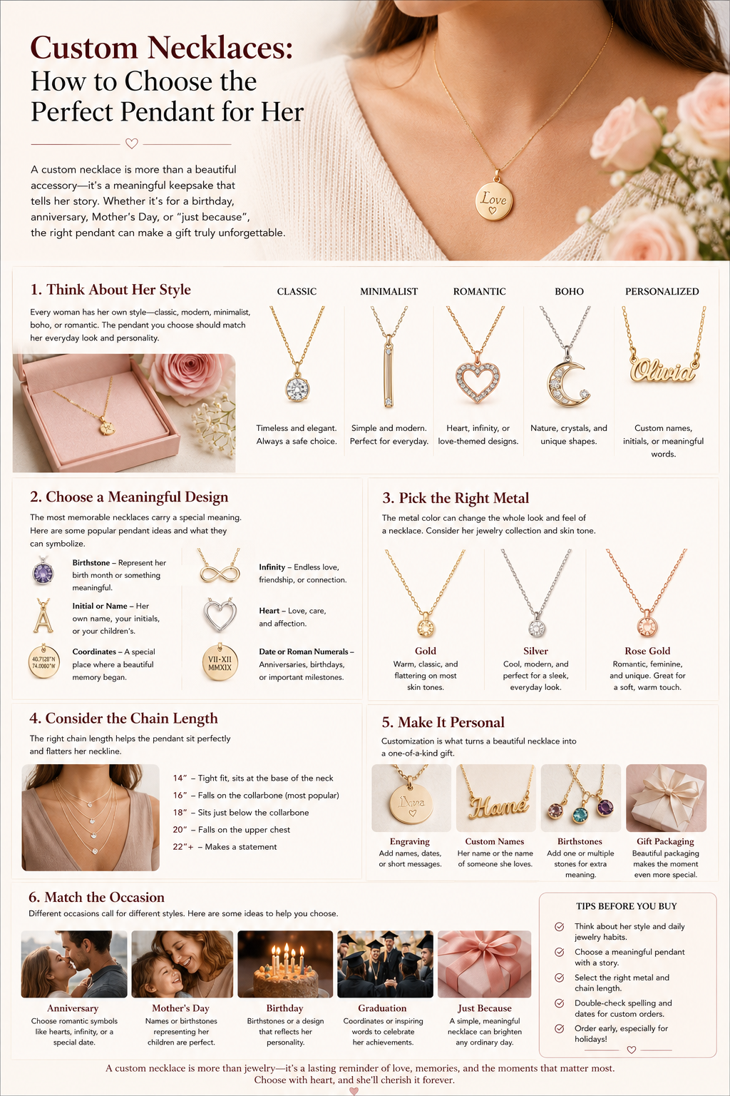 Custom Necklaces: How to Choose the Perfect Pendant for Her