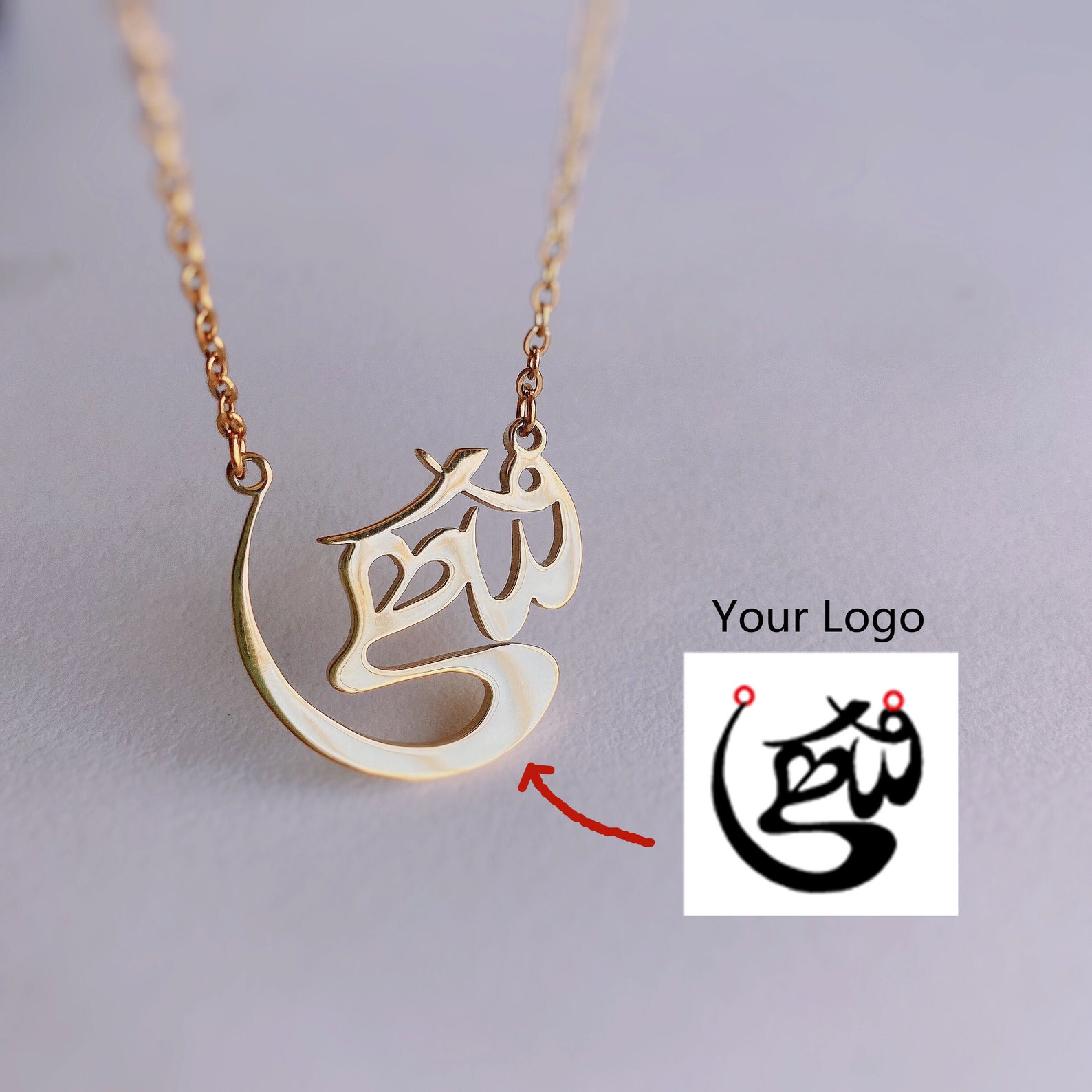 Custom Logo Necklace, Personalized Sterling Silver Pendant - Image 2