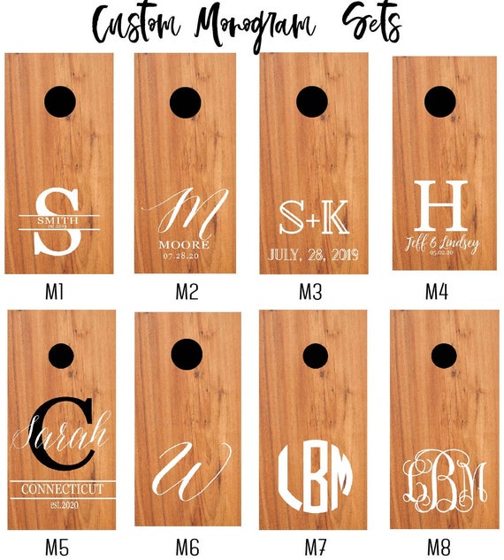 Custom Monogram Cornhole Boards - Design Personalized Outdoor Lawn Game for Gifts, Weddings, Bride, Groom, Engagement, Anniversary, Family