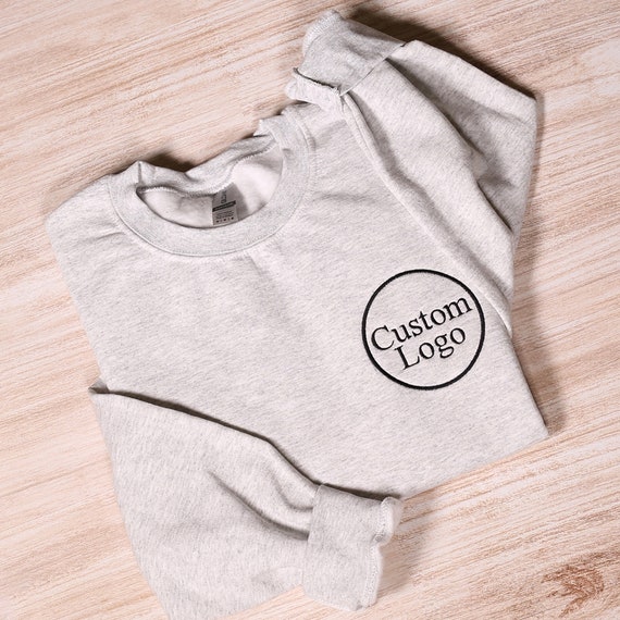 Personalized Logo Embroidered Sweatshirt, Custom Business Logo Embroidery Hoodie, Customized Company Logo Outfit, Custom Team Logo Clothings