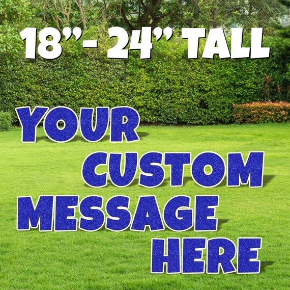 Custom Outdoor Yard Sign: Blue Glitter Letters (18" & 24" Options)