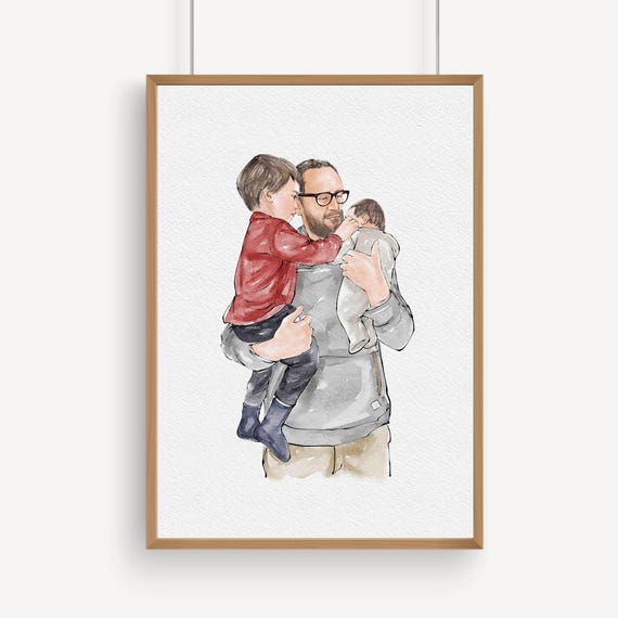 Custom Hand-Drawn Painting from photo, Custom Watercolor Family Portrait from photo, Custom Mother Father gift, Gift from Daugther