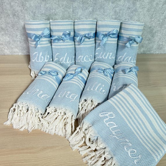 Personalized Towel, Turkish Beach Towel, Bridesmaid Gift, Embroidered Cotton Bath Towel, Bachelorette Party Favor, Travel & Wedding Favors