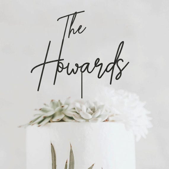 Wedding Cake Topper with Custom Script Last Name - Cake Topper for Wedding, Mr and Mrs Cake Toppers, Wedding Personalized Gift