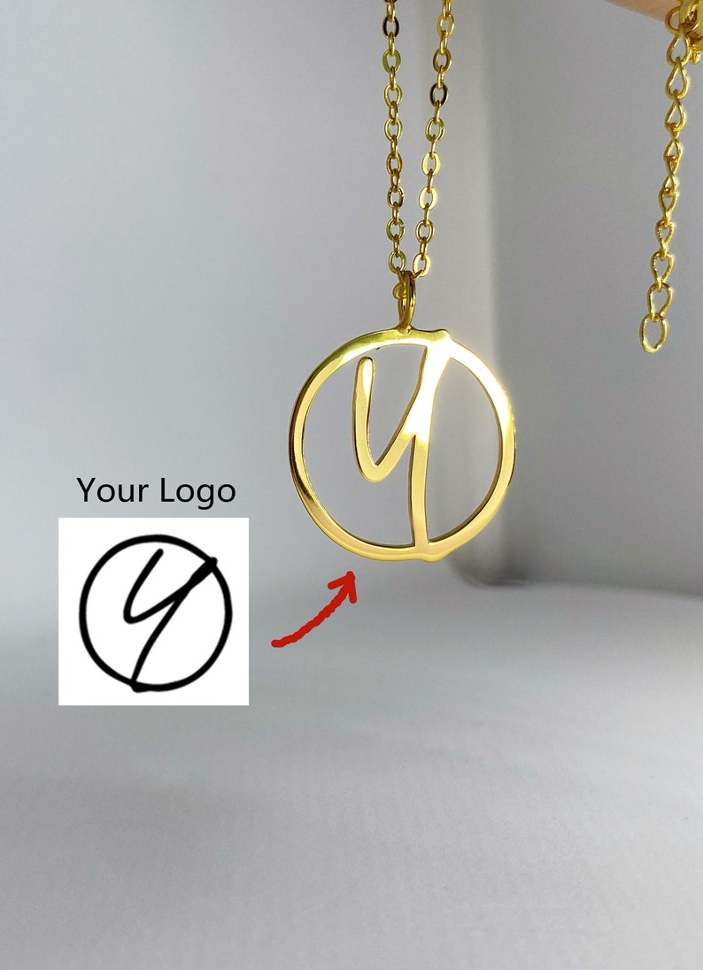 Custom Logo Necklace, Personalized Sterling Silver Pendant - Image 3