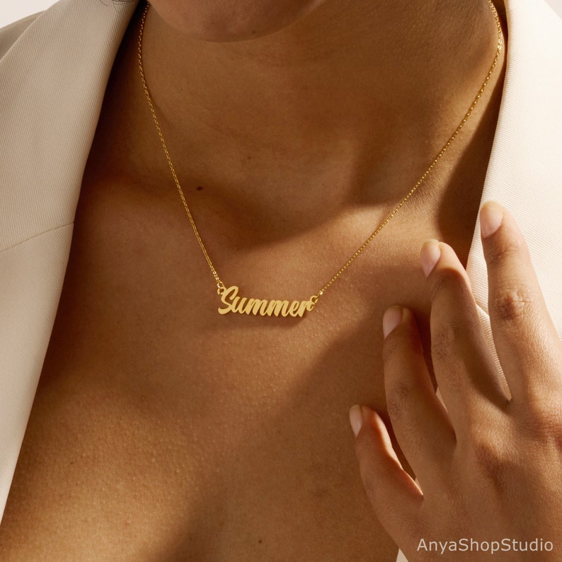 Custom Name Necklace, 18K Gold Plated Name Necklace, Personalized Name Necklace, Birthday Gift for Her, Mother's Day Gift, Gift for Mom - Image 3