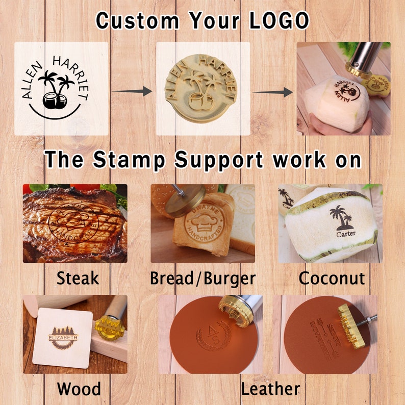 Custom Coconut Branding Iron: Leather & Wood Stamp For Woodworkers, Birthday Party - Image 3