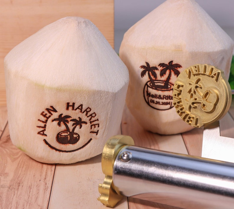 Custom Coconut Branding Iron: Leather & Wood Stamp For Woodworkers, Birthday Party