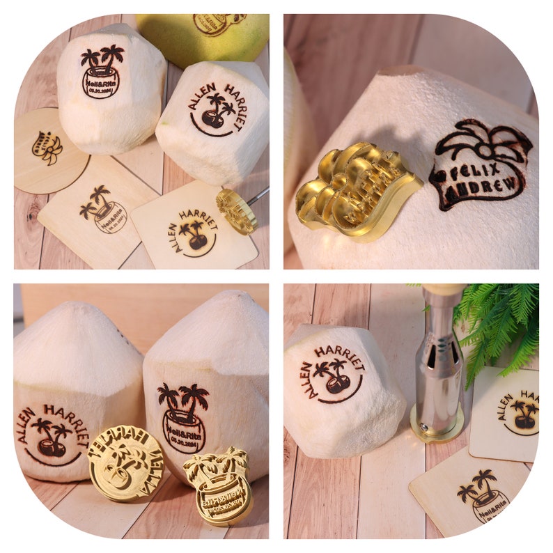 Custom Coconut Branding Iron: Leather & Wood Stamp For Woodworkers, Birthday Party - Image 2