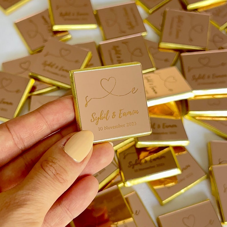 50 Chocolate Favors, Wedding Chocolate Favors, Engagement Chocolate , Custom Chocolate Favors, Wedding Mirror Chocolate Favors For Guest - Image 6