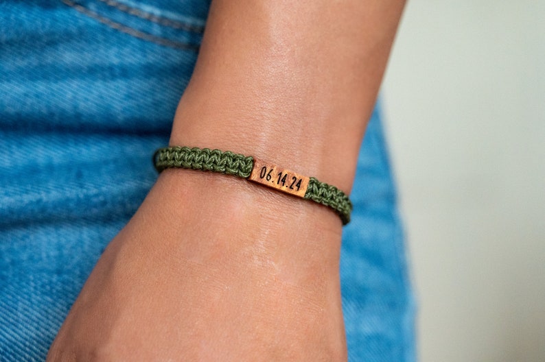 Personalized Wood Bracelet: Reclaimed Maple, Adjustable Macrame, Custom Jewelry, Various Colors - Image 5