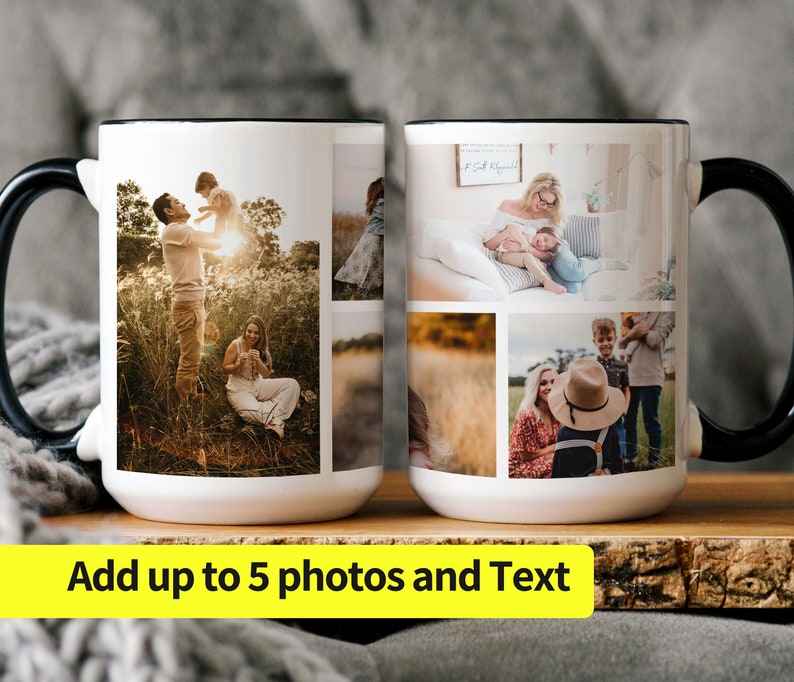 Custom Photo Collage Coffee Mug with personalization for Mothers day mug Personalized image mug for Mom Picture collage gift coffee mug