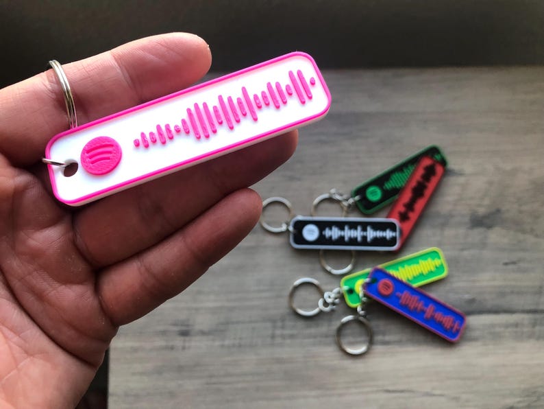 Custom Scannable Song Code Keychain - Song or Playlist - Music - Personalized Gift - Custom Color Combinations - Personalized Music Keepsake - Image 2