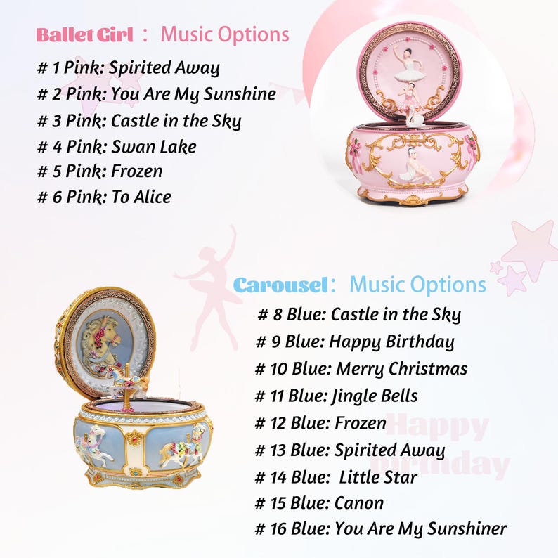 Personalized Carousel & Ballerina Music Box, Custom Engraved Name Musical Box, Personalized Birthday Gift, Christmas Gifts, Keepsake Gifts - Image 4