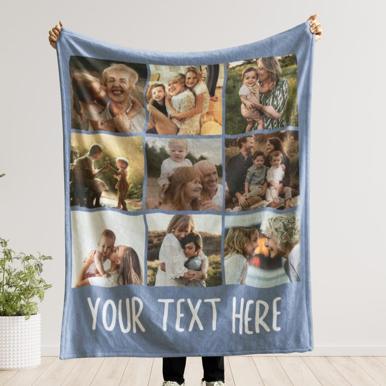 Custom Photo Blanket Collage, Picture Blanket With Text, Memorial Blanket, Friend Couples Gift, Birthday Anniversary Gift, Family Blanket - Image 5