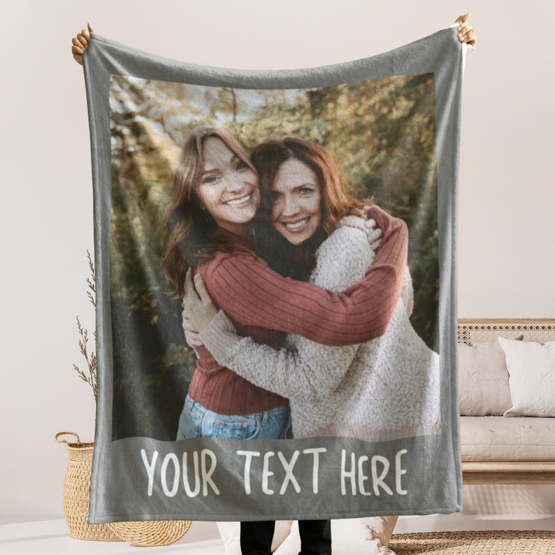 Custom Photo Blanket Collage, Picture Blanket With Text, Memorial Blanket, Friend Couples Gift, Birthday Anniversary Gift, Family Blanket - Image 3