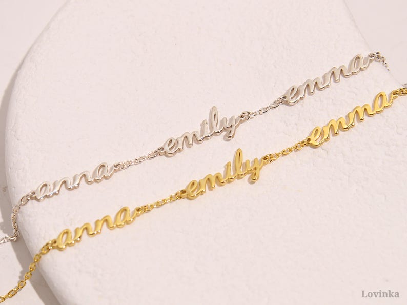 Custom Multiple Name Bracelet - Personalized Layering Bracelet, Dainty Gift for Her, Christmas Jewelry - Image 5