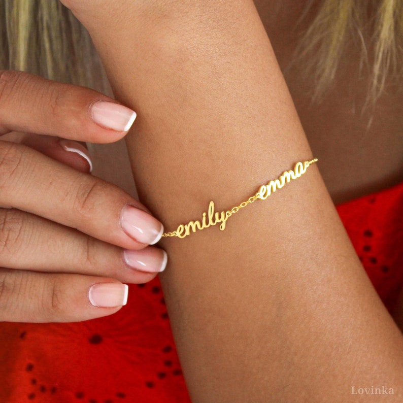 Custom Multiple Name Bracelet - Personalized Layering Bracelet, Dainty Gift for Her, Christmas Jewelry