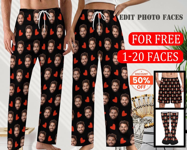 Custom Pajama Pants Photo Print Long Pajama Pants for Women/Mens/Kids,Custom Family Pjs Bottom Christmas Gift for family/Xmas gift for son - Image 2