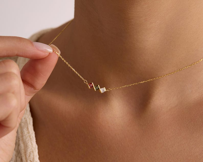 Birthstone Necklace for Mom, Christmas Gift for Mom, Family Birthstone Necklace 14K Gold,Birthstone Jewelry, Birth Stone Necklace, - Image 3