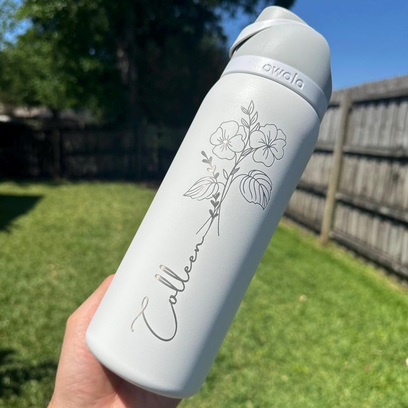 Personalized Birth Flower Owala Tumbler With Name ,Personalized Birth Flower Tumbler, Bridesmaid Proposal, Gifts for Her, Party Favor