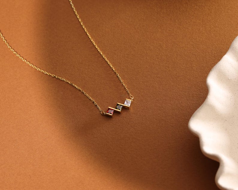 Birthstone Necklace for Mom, Christmas Gift for Mom, Family Birthstone Necklace 14K Gold,Birthstone Jewelry, Birth Stone Necklace, - Image 5
