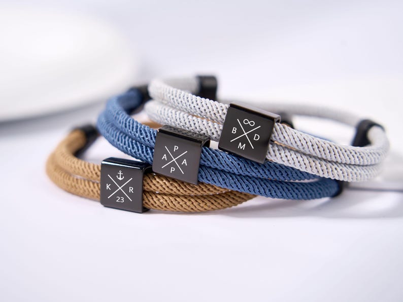 Personalized Adjustable Sliding Knot Bracelet for Dad, Individual Engraving Bracelet, Couple Bracelet, Personalized, Initials, Father's Day