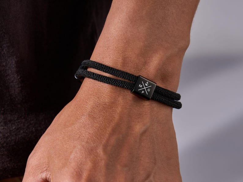 Personalized Adjustable Sliding Knot Bracelet for Dad, Individual Engraving Bracelet, Couple Bracelet, Personalized, Initials, Father's Day - Image 5