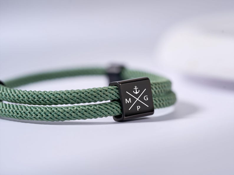 Personalized Adjustable Sliding Knot Bracelet for Dad, Individual Engraving Bracelet, Couple Bracelet, Personalized, Initials, Father's Day - Image 2