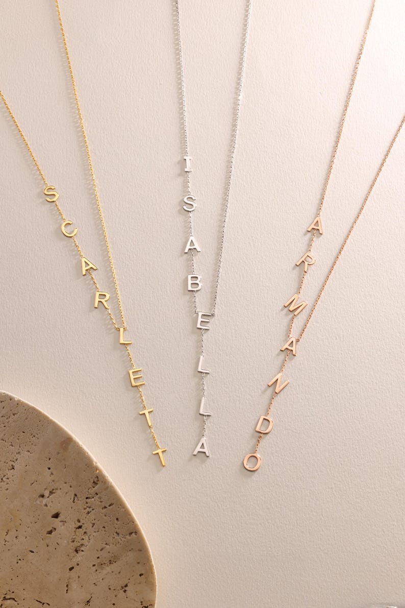 Lariat Initial Necklace, Custom Drop Name Necklace, Gold Name Y Necklace, Personalized Gift for Her, Bridesmaid Jewelry, Christmas Gift - Image 6