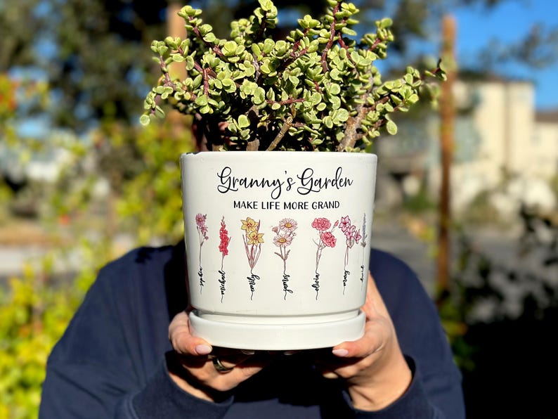 Grandmas Garden Gift for Grandma, Personalized Gifts for Mothers Day Gifts, Personalized Flower Pot, Birth Flower Mom Gifts from Daughter - Image 2