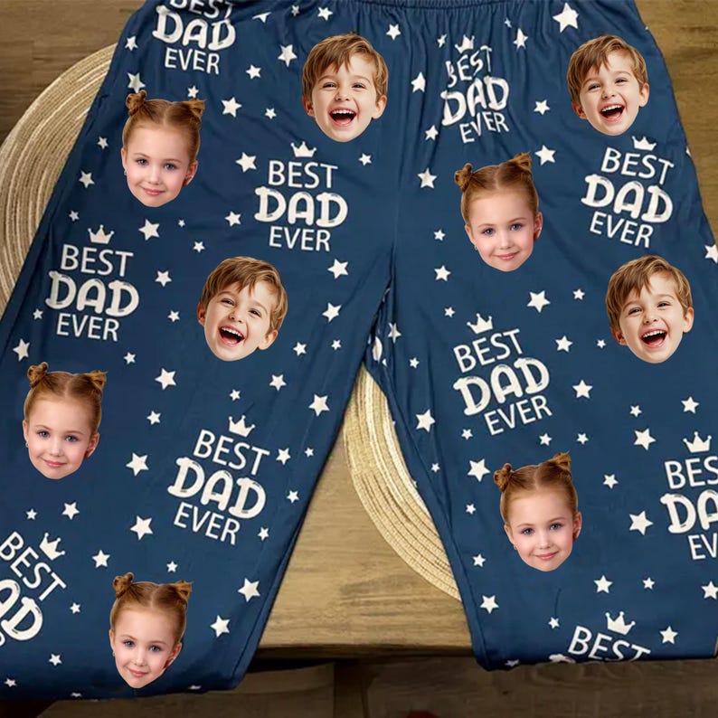 Custom Face Pajama Pants, Photo Gift for Dad Mom - Image 3