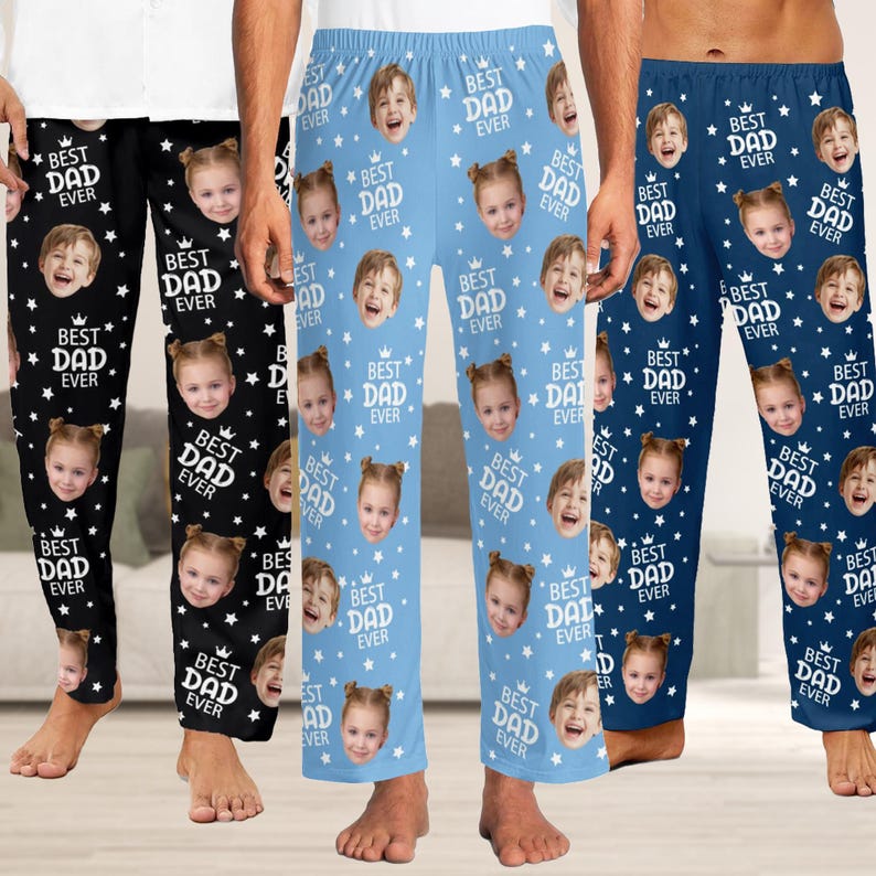 Custom Face Pajama Pants, Photo Gift for Dad Mom - Image 2