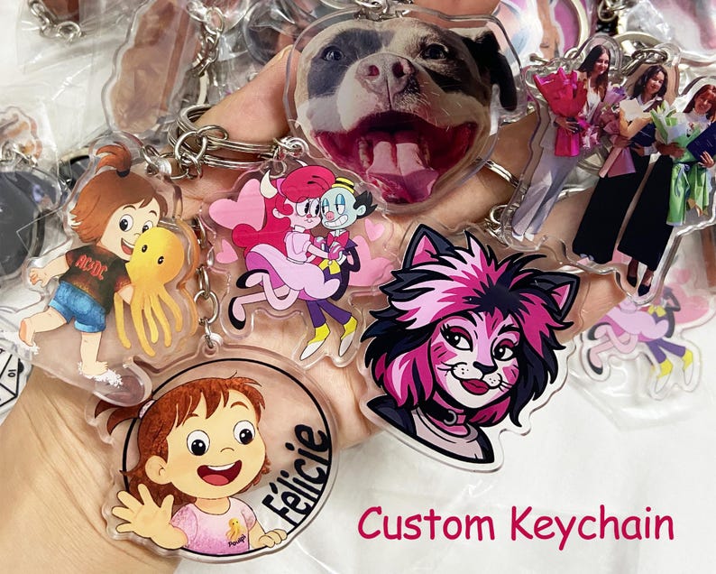 Custom Photo Keychain,Cat Picture Keychain,Custom Acrylic Charm,Logo Printing Keychain,Keychains,Family Photo Keychain,acrylic keychain,gift - Image 2