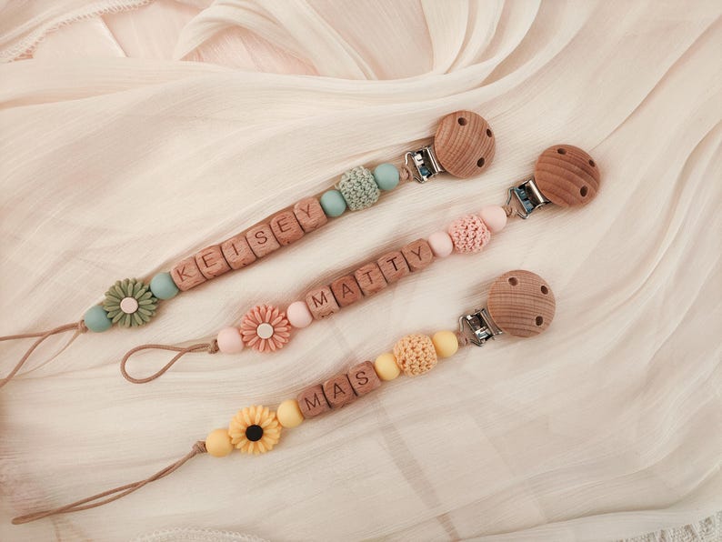 Personalized Pacifier Clip, Custom Dummy Clip, Pacifier Holder, Soother Clip, Binky Clip, Baby Shower Gift, Baby Gift, Newborn Gift - Image 3