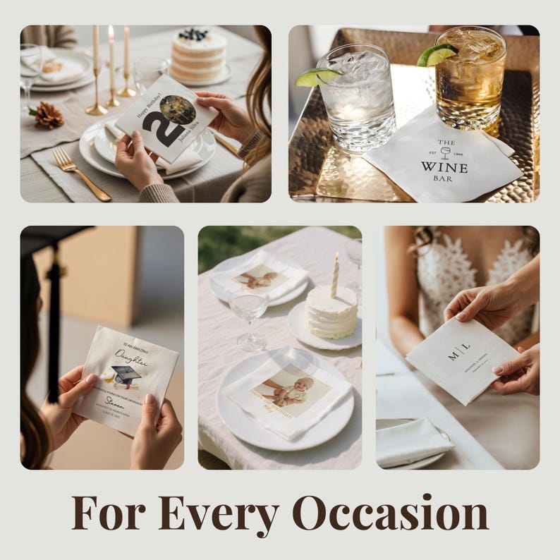 Custom Napkins Logo Napkins for Party Events - Personalized Cocktail Napkins with Your Design, Photo & Text - Print Any Logo on Napkins - Image 4