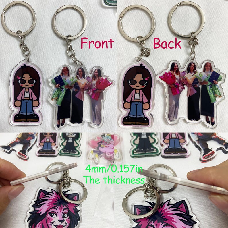 Custom Photo Keychain,Cat Picture Keychain,Custom Acrylic Charm,Logo Printing Keychain,Keychains,Family Photo Keychain,acrylic keychain,gift - Image 3