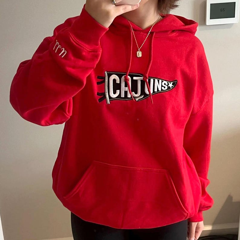 Custom Embroidered College Pennant Sweatshirt - Personalized Team Apparel - Senior Class Gift - University High School Flag Name Sweater - Image 3