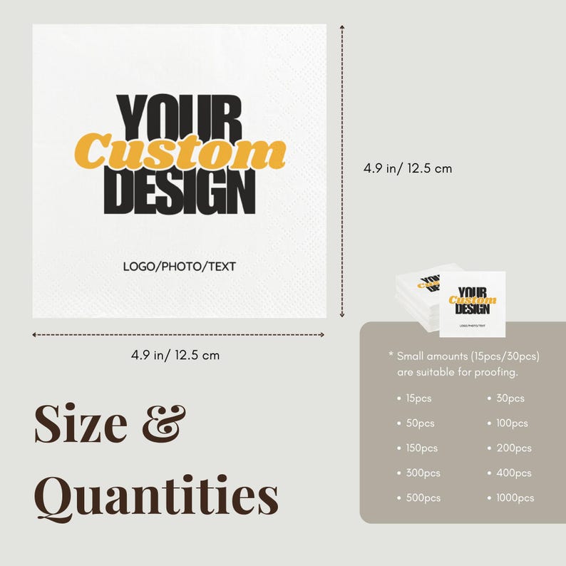Custom Napkins Logo Napkins for Party Events - Personalized Cocktail Napkins with Your Design, Photo & Text - Print Any Logo on Napkins - Image 5