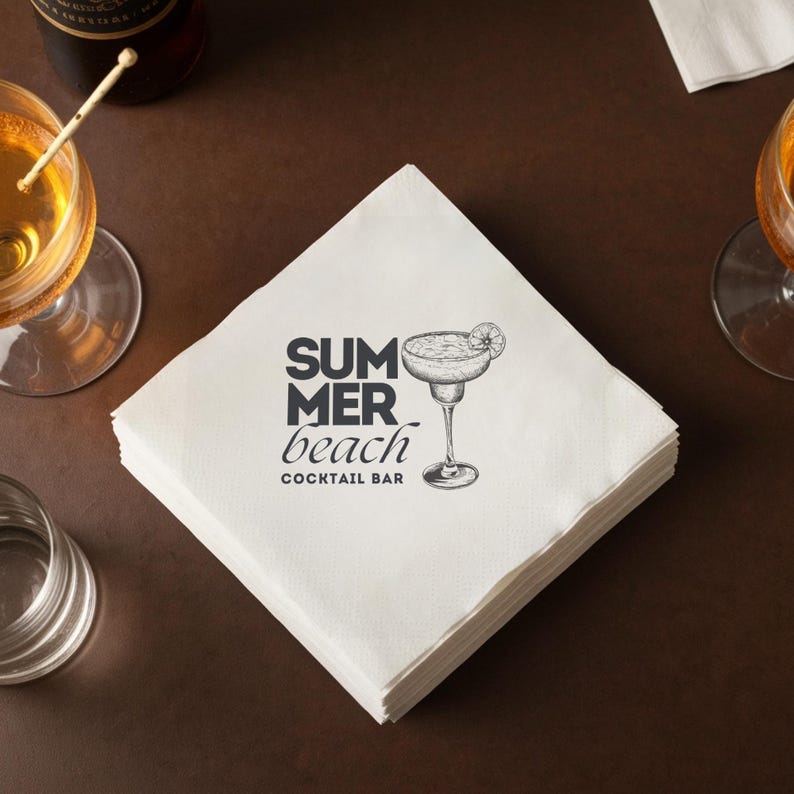 Custom Napkins Logo Napkins for Party Events - Personalized Cocktail Napkins with Your Design, Photo & Text - Print Any Logo on Napkins - Image 2