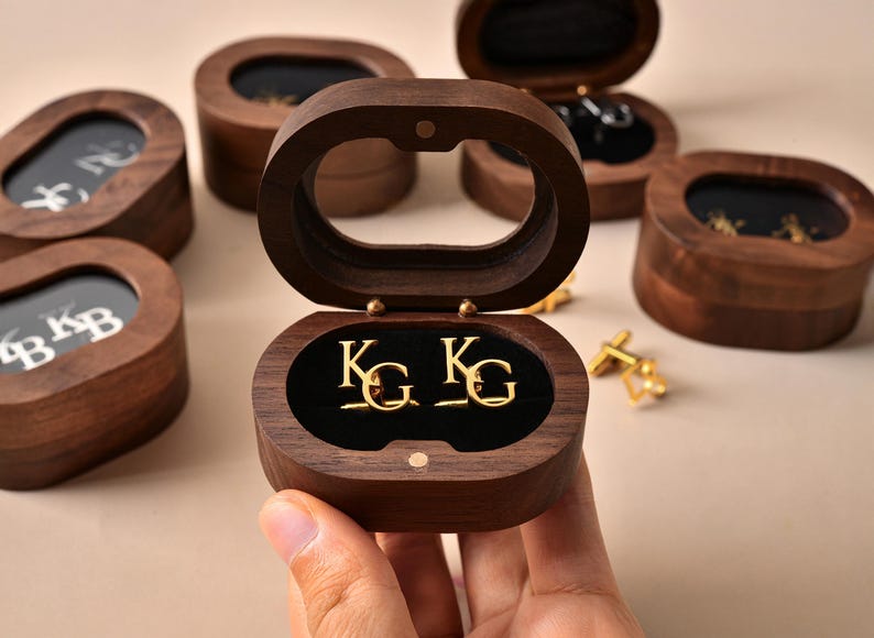 Custom Groomsmen Cufflinks, Groomsmen Gifts, Personalized Initial Cufflinks for Men, Best Man Gifts, Groomsmen Proposal, Cufflinks for Groom - Image 3